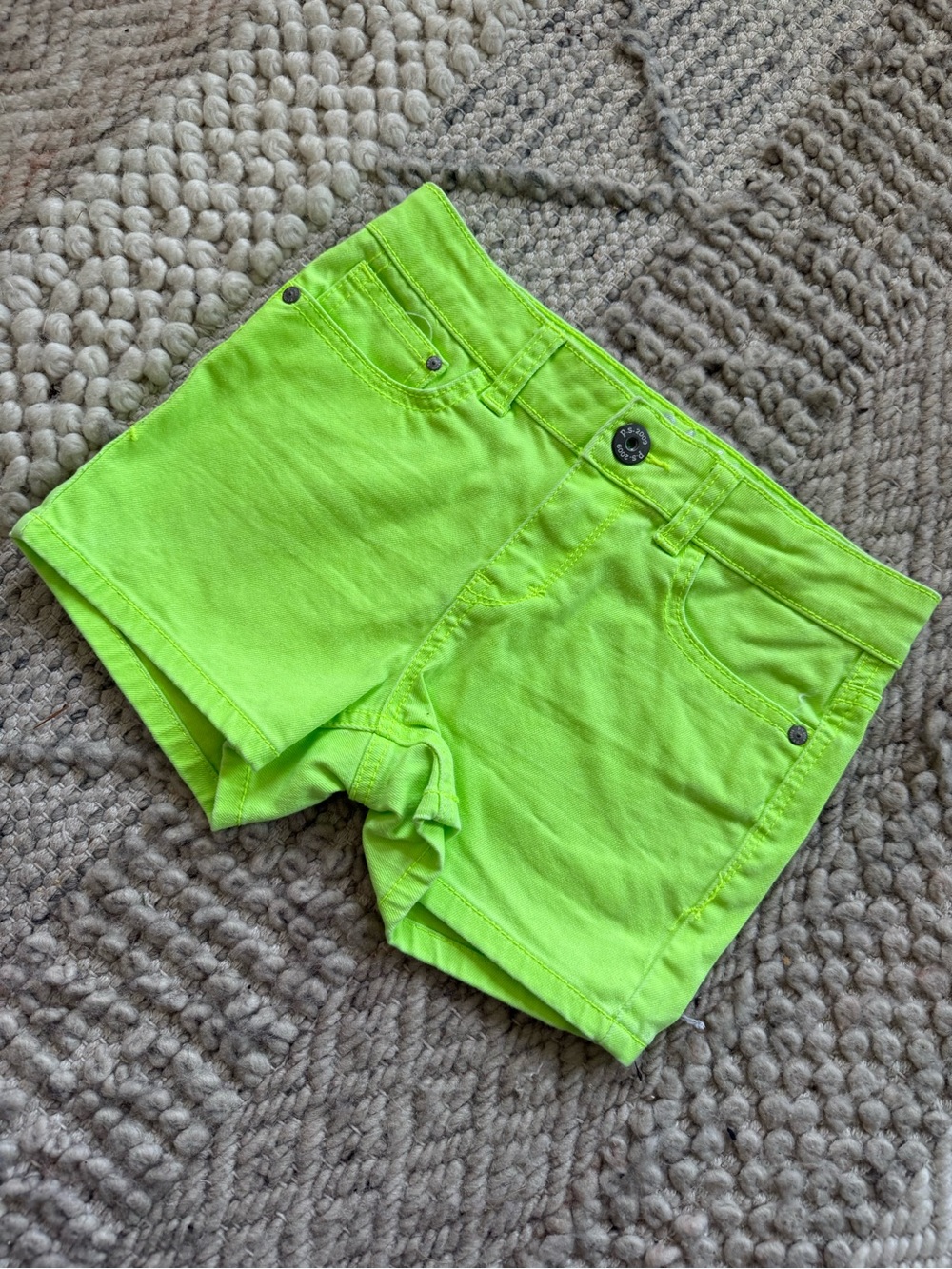 Neon Green Kids' Stretch Denim Shorts size 10 nwot adj waist psny